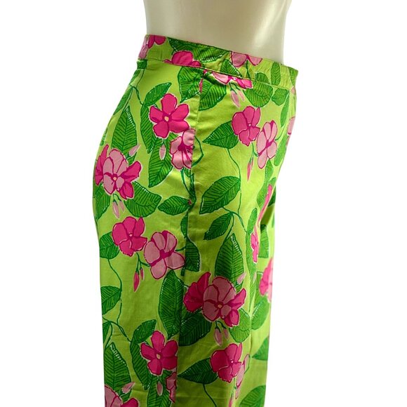 Lilly Pulitzer Pink Green Floral Print Cotton & Spandex Women's Pants Size 8 - Picture 7 of 15